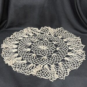 Ecru ruffled edge Lace Doily (ab)